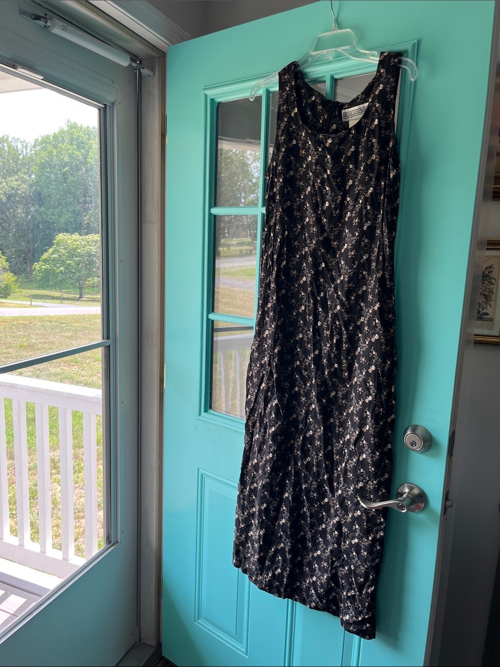 Jessica Howard Vintage 90s Black Floral Maxi Dress
